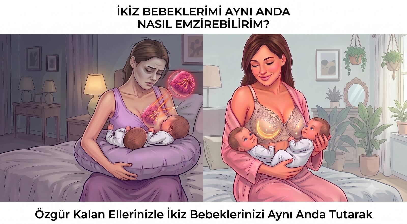 İkiz bebekleri aynı anda emzirme: Mom2Baby ile eller serbest tandem emzirme