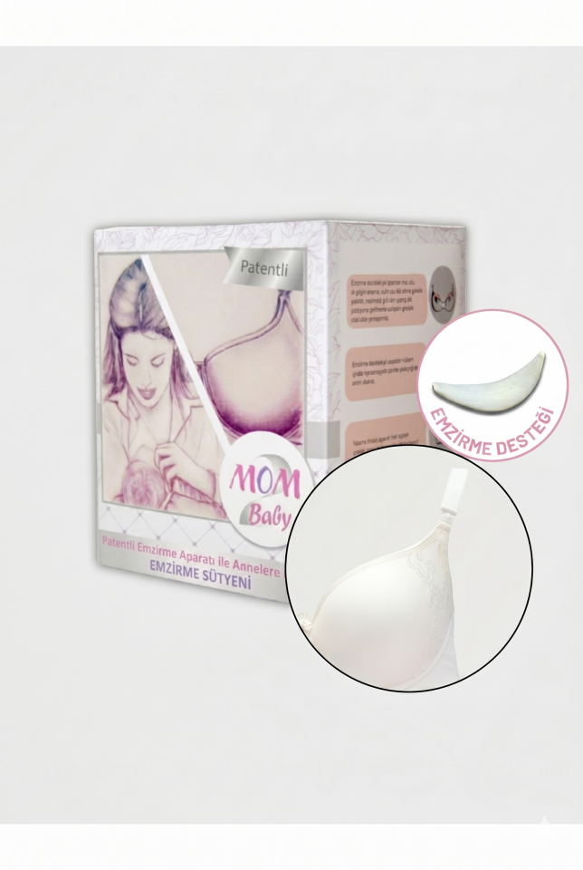 Mom2Bbaby Emzirme Destek Sütyeni-Patentli-Ekru ve Siyah