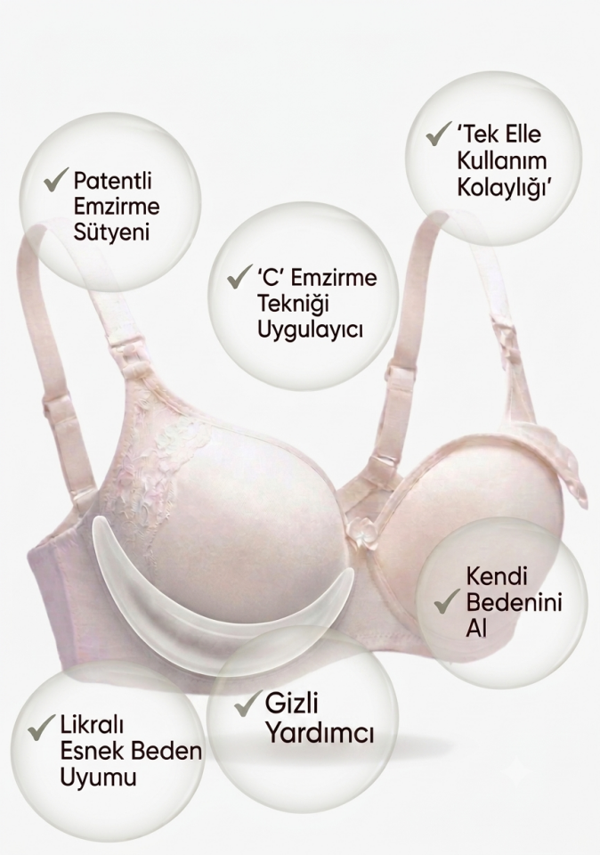 Patentli Emzirme Destek Sütyeni- Ekru & Siyah