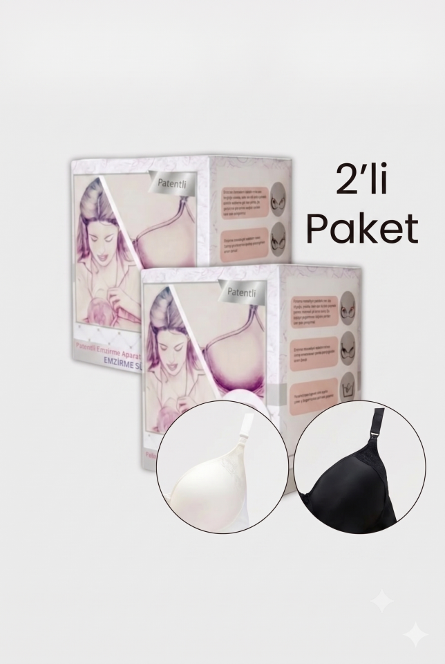 Mom2Baby 2li Emzirme Destek Sütyeni Ekru ve Siyah Renk
